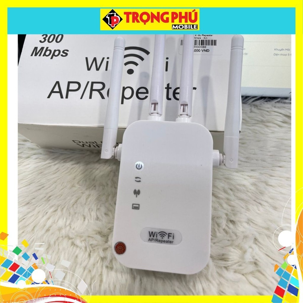 Kích wifi 4 râu Repeater 300Mbps - Khuyến mãi