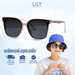 Kính mát vuông nam nữ LILYEYEWEAR chất liệu nhựa cứng cáp mắt to chống tia UV400 kiểu dáng và màu sắc hiện đại A140