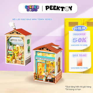 Nhà búp bê robotime mini town series, mô hình lắp ráp tiệm sách, cửa hàng trái cây, nhà bếp, khu vườn clever box