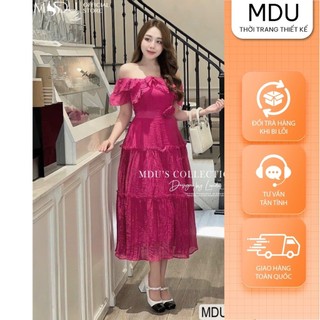 Váy Maxi Biển MDU3167 Trễ Vai Đính Hoa Kèm Họa Tiết đơn giản Từ MDU