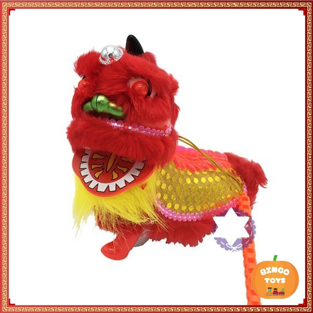 Lồng đèn Trung Thu múa kỳ lân đỏ chạy pin có đèn nhạc vui nhộn