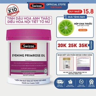 Điều hòa nội tiết tố nữ Tinh dầu hoa anh thảo Swisse Evening Primrose Oil 200v ổn định chu kỳ kinh nguyệt