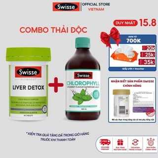Combo thải độc gan Swisse Ultiboost Liver Detox và nước diệp lục Chlorophyll của Úc đào thải độc tố và thanh lọc cơ thể