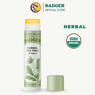 Son dưỡng môi hữu cơ BADGER Tea Tree & Lemon Balm Herbal Lip Balm USDA Organic - 4.2g