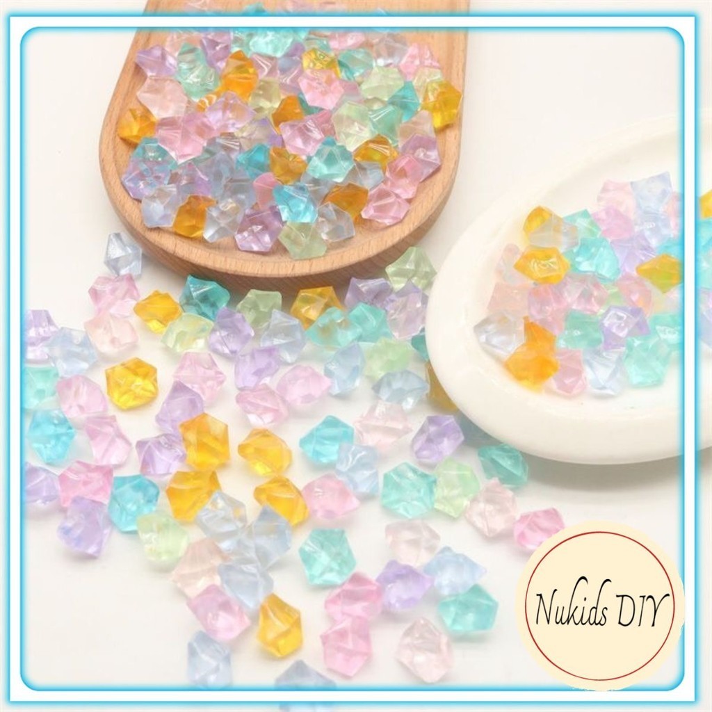 Túi 100 Viên Đá Vụn Nhựa Giả Pha Lê Nhiều Màu Sắc Phát Sáng Phụ kiện trang trí decor dèn ngủ Diy