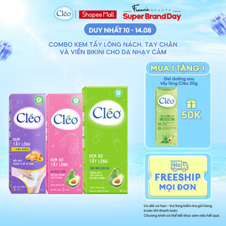 Bộ tẩy lông toàn thân Cléo 190g cho da nhạy cảm an toàn, hiệu quả, kem tẩy lông nách, chân tay và bikini