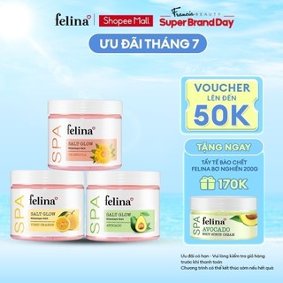 Combo 3 hộp muối tắm tẩy tế bào chết Felina Home Spa 500g/hộp - Muối hồng Himalaya thanh khiết