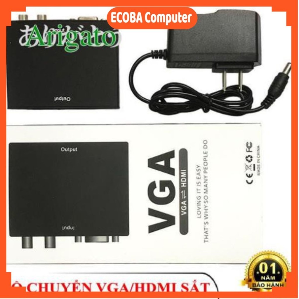 [SIÊU RẺ] Bộ chuyển VGA to HDMI (sắt), bộ chuyển vga ra hdmi sắt chất lượng cao ARIGATO Đảm Bảo Chất