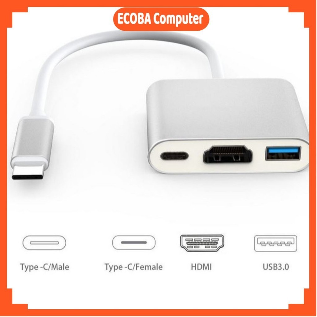 Cáp chuyển Usb Type C to vga(hdmi) + Usb 3.0+ TypeC ARIGATO Đảm Bảo Chất Lượng. SHOP ECOBA