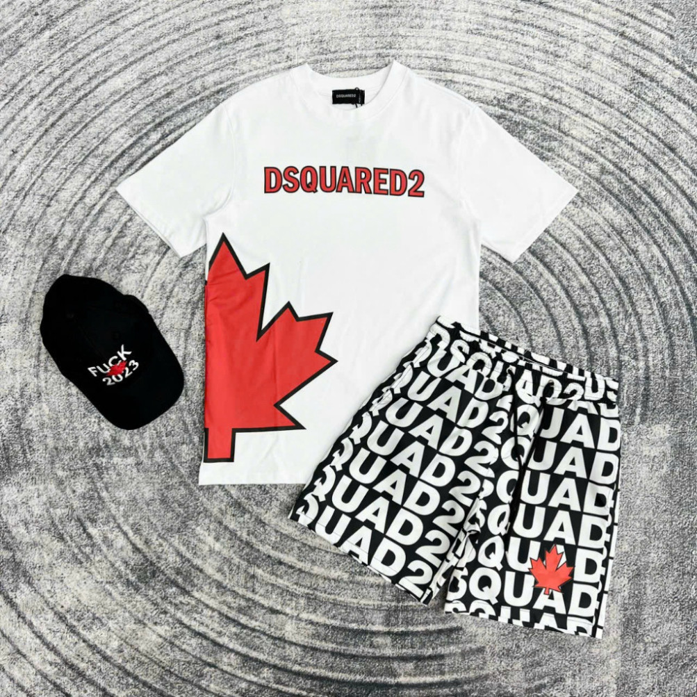  Bộ Quần Áo Thun DSQ Vẩy Sơn Chữ Icon Hotrend Hè 2024 Mẫu Quần áo Hè Nam Hot Siêu Thoáng Mát 