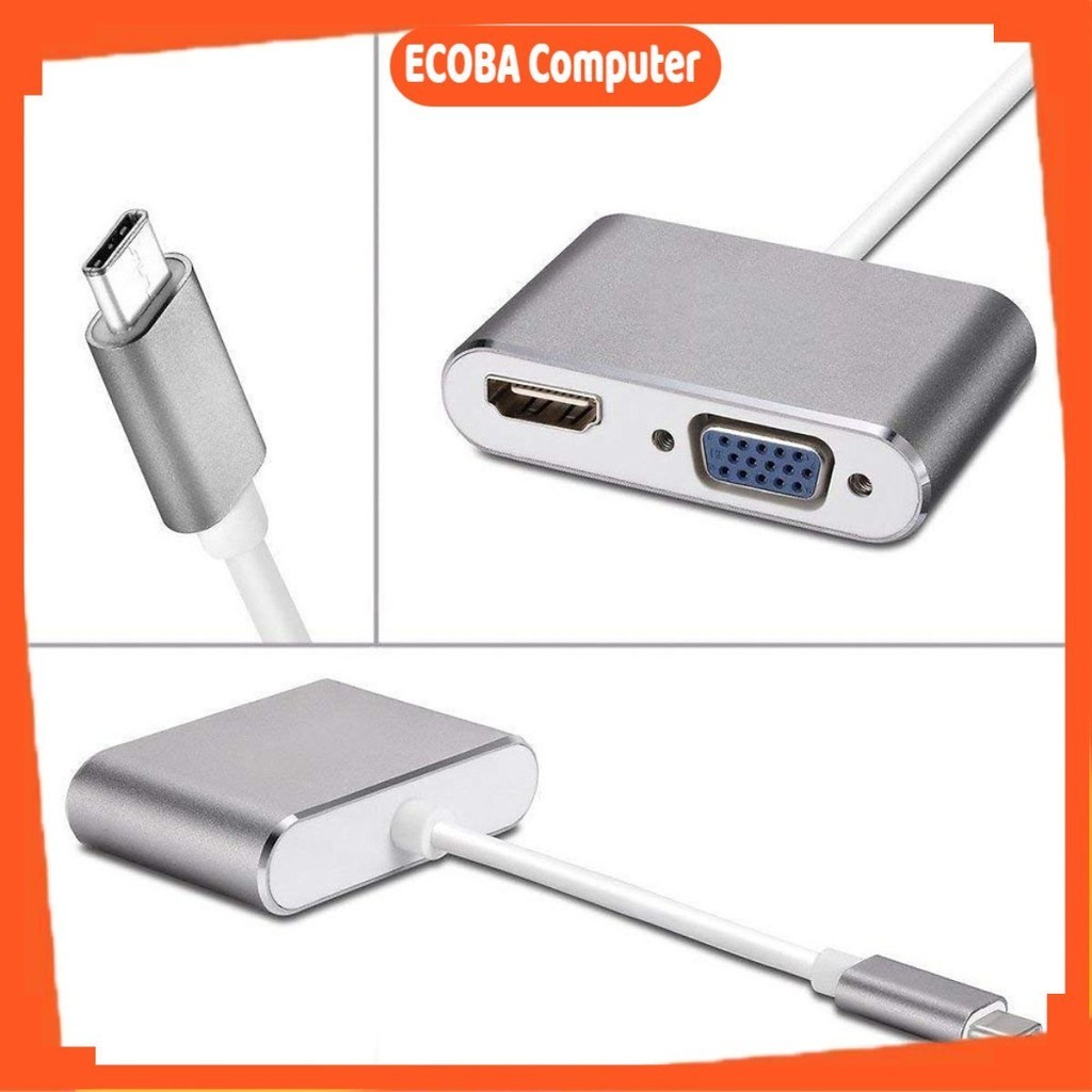 Cáp Chuyển Usb Type-C to HDMI & VGA 4k ARIGATO Đảm Bảo Chất Lượng.TCRH1
