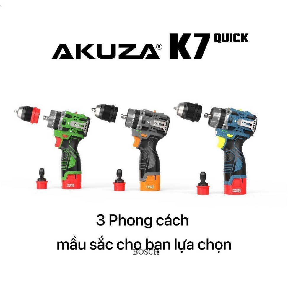 Máy Khoan Pin AKUZA K7 Chức năng 4 in 1 - Khoan pin 16,8V Không Chổi Than - Đầu Kẹp Autolook