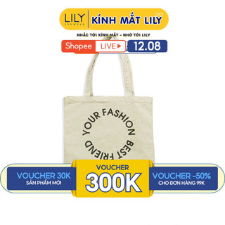 Túi xách nữ Tote vải canvas Lilyeyewear màu trắng ngà chất liệu dày dặn không xù lông có thể vẽ lên túi