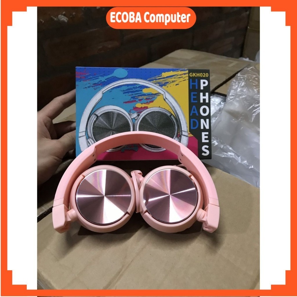 Tai nghe ốp GKH020 có Mic siêu bass Jack 3,5mm có màu đen và màu hồng giao hàng ngẫu nhiên. SHOP ECO