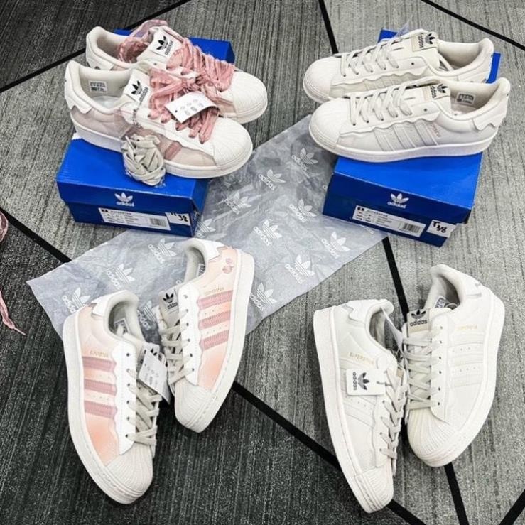 Giày Adidas Superstar Das Sò Màu Kem, Superstar Das Sò Màu Hồng Kem Màu Trắng Bản SC PTV19