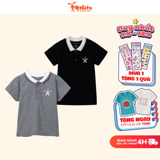 Áo thun polo có cổ áo đi học ngắn tay bé trai  áo trắng đi học mặc hè Rabity X Elle Kids - Design in Paris 82025