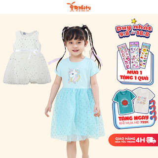Váy pony cho bé gái Rabity đầm ngựa pony đầm công chúa chấm bi 2 lớp mềm mại cho bé 92619
