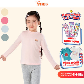 Áo thun bé gái Rabity áo thun cổ cao mặc 4 mùa áo dài tay cho bé gái họa tiết đáng yêu 90827