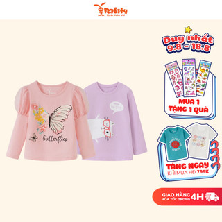 Áo thun dài tay noel bé gái RABITY áo phông  cho bé đi học cotton họa tiết đáng yêu 92754