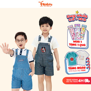 Yếm jean bé gái/bé trai RABITY yếm cho bé hình mickey chất vải mềm mịn thoáng mát cho bé 93456