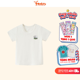 Áo thun gỗ sồi cho bé áo sơ sinh ngắn tay Rabity nhiều họa tiết dễ thương 92508