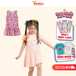 Đầm ngắn tay cho bé gái Rabity váy đầm bé gái cotton co giãn đầm hè bé gái 91157