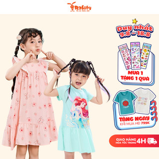 [GIÁ 159K 15/8] Váy tiên cá bé gái Rabity đầm hoa nhí ngắn tay váy đi học cho bé gái chất cotton mềm mịn an toàn 93041