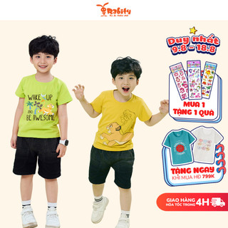 Áo thun ngắn tay bé trai áo thun mickey cho bé trai in hình sư tử simba đáng yêu Rabity áo thun vua sư tử 92116