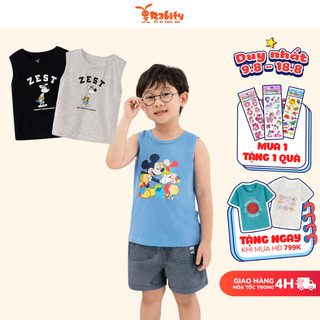 Áo thun bé trai sát nách Rabity cotton in hình mickey áo thun mùa hè cho bé 5349