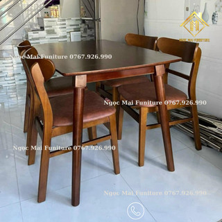 Bộ bàn ăn 4 ghế mango, bàn ăn gỗ, bàn ăn cơm - bảo hành 12 tháng
