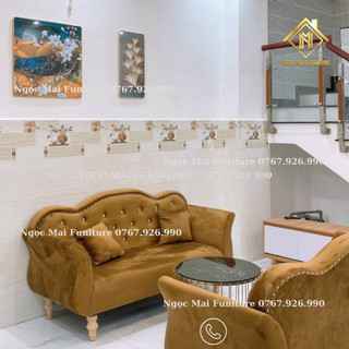 Ghế sofa dài 1m70, sofa cổ điển bọc vải nhung nhiều màu - sofa bảo hành 12 tháng