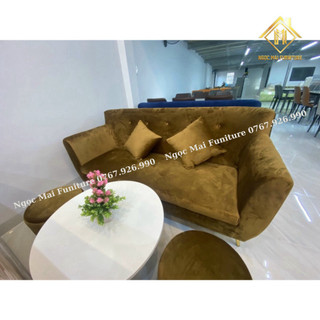 Sofa nhung phòng chờ, sofa thuyền, sofa nail thư giãn