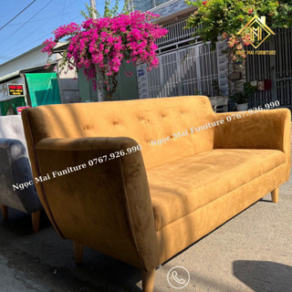 Sofa nhung phòng chờ, sofa thuyền, sofa nail thư giãn