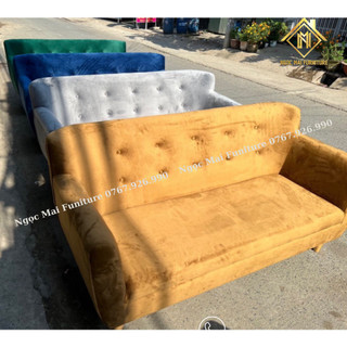 Sofa nhung phòng chờ, sofa thuyền, sofa nail thư giãn