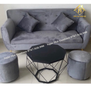 Sofa nhung phòng chờ, sofa thuyền, sofa nail thư giãn