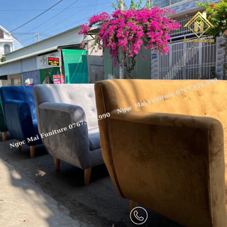 Sofa nhung phòng chờ, sofa thuyền, sofa nail thư giãn