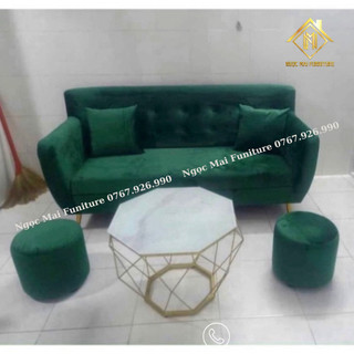 Sofa nhung phòng chờ, sofa thuyền, sofa nail thư giãn