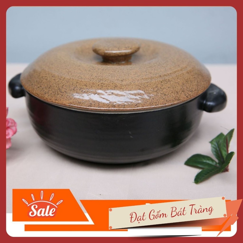 Âu cơm hộp đựng cơm men gốm - gốm sứ Bát Tràng