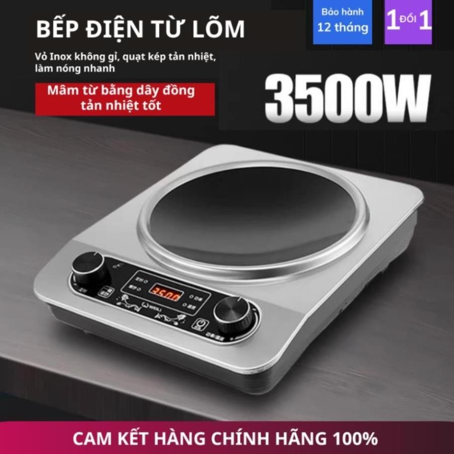 Bếp Điện Từ Mặt Lõm Công Suất Lớn 3500W - Nấu Cực Nhanh, Có Hẹn Giờ Tắt - An Toàn Tiết Kiệm Điện - TM-02