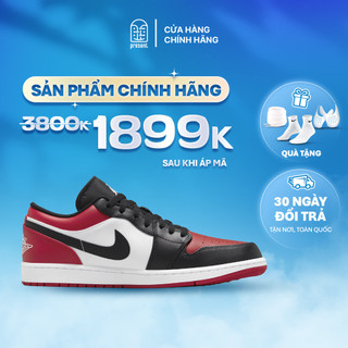 Giày Air Jordan 1 Low Bred Toe chính hãng cho nam nữ, JD1 Low Bred Toe real fullbox Present Original Sneaker