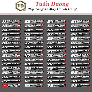 Tem dán xe đầy đủ 63 tỉnh thành td chống phai màu,dán cực bền,tem performance 63 tỉnh thành cao cấp dùng cho mọi loại xe