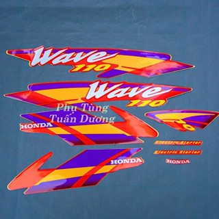 Bộ Tem Wave TD Lắp Wave Thái 110 Đỏ Cờ [Tem 3 Lớp]- Decal Dán Xe Máy Cho Wave Thái, Alpha,Wave nhỏ