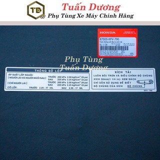 Tem Thông Số Xích Tải Super Dream Loại Zin Honda [ CHÍNH HÃNG ] - Tem Thông số Hộp Xích Lắp Dream Việt, Dream Thái