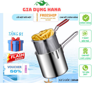 Nồi Chiên Nhúng Ngập Dầu Chất Liệu inox 304, Khoai Tây Chiên, trần bún, hủ tiếu, luộc, siêu tiện lợi_M217