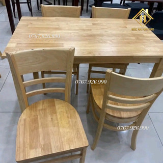 Bộ bàn ăn cơm 4 ghế cabin mặt gỗ - bàn ăn gỗ bất ngờ - bảo hành 12 tháng - bàn ăn ngọc mai