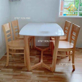Bàn ăn mặt đá 4 ghế cabin siêu bền, bàn ăn đá căn hộ - hàng thật BH 12 tháng