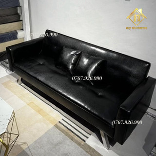 Bộ sofa da simili đen tuyền thời thượng - sofa da simili xuất đi - bh 12 tháng