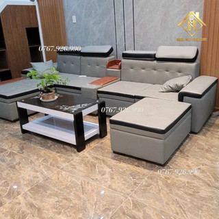 Bộ sofa góc L đặt phòng khách, sofa góc L da simili cao cấp - bh 2 năm chính hãng