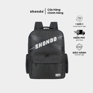 Balo hộp dây dù chéo full đen in shondo phản quang balsh12