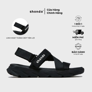Giày Sandals Nam Nữ Unisex Êm Chân Shondo F6 Sport Đen Full F6S301
